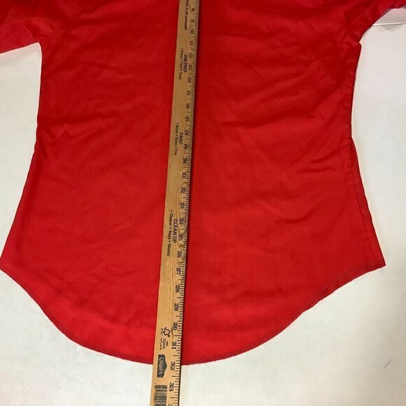 Vintage Wrangler Permanent Press Pearl Snap Shirt Long Tails Red Western 16-33 - Picture 9 of 9